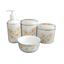 Kit Higiene Bebe Porcelana Coração De Floral Filete Ouro