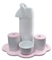Kit Higiene Bebê porcelana garrafa témica 1 litro pressão menina maternidade rosa - S.A decoração