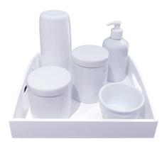 Kit Higiene bebê porcelana garrafa térmica 250 ml potes bandeja menino menina maternidade neutro - S. A decoração