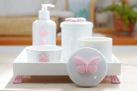 Kit Higiene Bebê Porcelana Moderno Quarto Menina Cuidados Maternidade K014 Rosa
