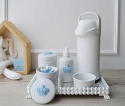 Kit Higiene Bebê Porcelana Pote Banho Térmica K023 Coroa