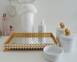 Kit Higiene Bebê Porcelana Pote Banho Térmica K023 Ovelha