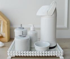 Kit Higiene Bebê Porcelana Pote Banho Térmica K023 Provençal