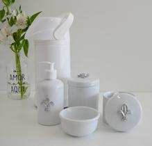 Kit Higiene Bebê Porcelana Pote Gel Térmica K021 Flor de Liz