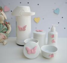 Kit Higiene Bebê Porcelana Potes Gel Térmica K021 Borboleta