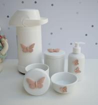 Kit Higiene Bebê Porcelana Potes Gel Térmica K021 Borboleta - Ciranda Arte Criativa