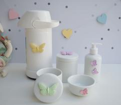 Kit Higiene Bebê Porcelana Potes Gel Térmica K021 Borboleta - Ciranda Arte Criativa