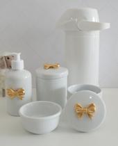 Kit Higiene Bebê Porcelana Potes Gel Térmica K021 Laço