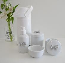 Kit Higiene Bebê Porcelana Potes Gel Térmica K021 Laço - Ciranda Arte Criativa