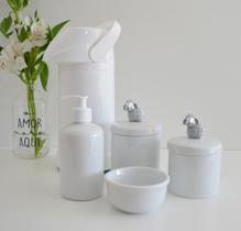 Kit Higiene Bebê Porcelana Potes Gel Térmica K021 Ovelha - Ciranda Arte Criativa