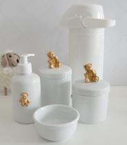 Kit Higiene Bebê Porcelana Potes Gel Térmica K021 Ursa