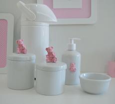 Kit Higiene Bebê Porcelana Potes Gel Térmica K021 Ursa