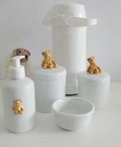 Kit Higiene Bebê Porcelana Potes Gel Térmica K021 Urso - Ciranda Arte Criativa