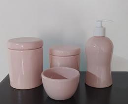 Kit Higiene Bebe Porcelana Rosa Velho 04 Pçs - Ferreira Art Decor