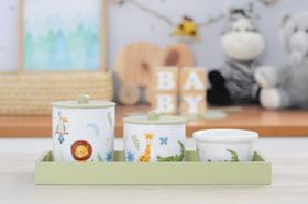 Kit Higiene Bebê Porcelana Safari Animais Floresta Banho Cuidados K211