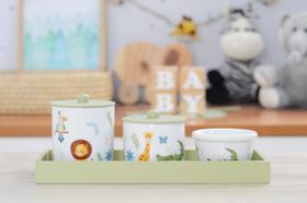 Kit Higiene Bebê Porcelana Safari Animais Floresta Banho K211 Kit Higiene Bebê Porcelana Safari Animais Floresta Banho K211