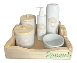 Kit Higiene Bebê Porcelana Safari Bandeja Pinus Adesivo Dtf Uv Com Nome Personalizado Kit Higiene Bebê Porcelana Safari Bandeja Pinus Adesivo Dtf Uv Com Nome Personalizado