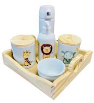 Kit Higiene Bebê Porcelana Safari com Garrafa Térmica