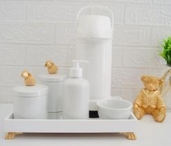 Kit Higiene Bebê Porcelana Térmica Bandeja Banho K030 Ovelha