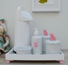 Kit Higiene Bebê Porcelana Térmica Bandeja Banho K030 Ursa