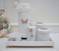 Kit Higiene Bebê Porcelana Térmica Bandeja K030 Borboleta - Ciranda Arte Criativa