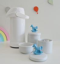 Kit Higiene Bebê Porcelana Térmica Potes Banho K022 Cavalo - Ciranda Arte Criativa