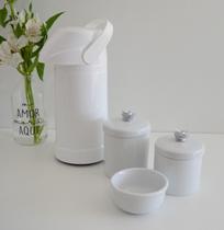 Kit Higiene Bebê Porcelana Térmica Potes Banho K022 Flor - Ciranda Arte Criativa
