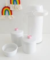Kit Higiene Bebê Porcelana Térmica Potes Banho K022 Flor