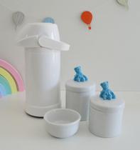 Kit Higiene Bebê Porcelana Térmica Potes Banho K022 Urso