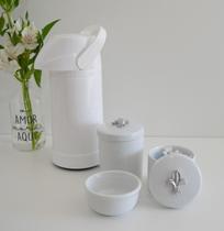Kit Higiene Bebê Porcelana Térmica Potes K022 Flor de Liz - Ciranda Arte Criativa