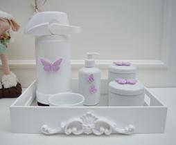 Kit Higiene Bebê Porcelana Térmica Quarto K028 Borboleta - Ciranda Arte Criativa