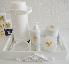 Kit Higiene Bebê Porcelana Térmica Quarto K028 Flor de Liz
