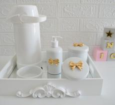 Kit Higiene Bebê Porcelana Térmica Quarto K028 Laço - Ciranda Arte Criativa