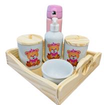 Kit Higiene Bebê Porcelana Ursinha Princesa com Garrafa Térmica