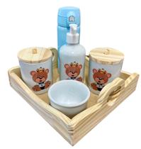 Kit Higiene Bebê Porcelana Ursinho Príncipe com Garrafa Térmica