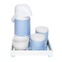 Kit Higiene Bebê Porcelanas Garrafa Térmica Completo Azul
