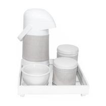 Kit Higiene Bebê Porcelanas Garrafa Térmica Completo Branco - Potinho de mel