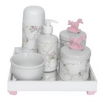 Kit Higiene Bebê Porcelanas Térmica Bandeja Cavalinho Rosa