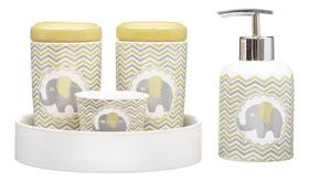 Kit Higiene Bebê Porta Algodão Banheiro Quarto Elefante Bb