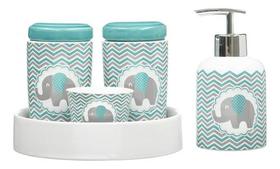 Kit Higiene Bebê Porta Algodão Banheiro Quarto Elefante Bb