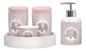 Kit Higiene Bebê Porta Algodão Banheiro Quarto Elefante Bb