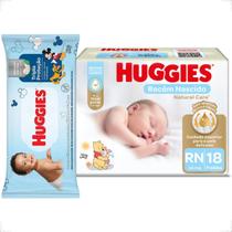 Kit Higiene Bebê Recém Nascido Fralda mais Lenço Huggies