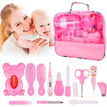 Kit Higiene Bebê Rosa Aspirador Nasal Bolsa Cortador