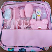 Kit Higiene Bebê Rosa Escova De Dedo Cortador Unha Bolsa Kit Higiene Bebê Rosa Escova De Dedo Cortador Unha Bolsa