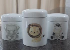 Kit higiene bebê Safari 3 potes - Tudo Porcelana