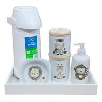 Kit higiene bebê Safari 6 pçs - Pçs Porcelana Bdj Tp Pinus - Antilope Decor Porcelanas