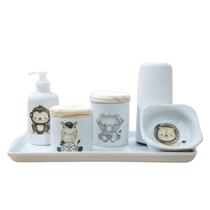 Kit higiene bebê Safari 6 pçs - Pçs Porcelana TP Pinus - Antilope Decor Porcelanas