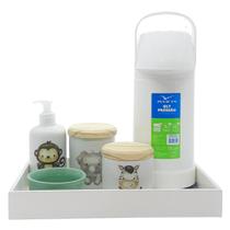 Kit higiene bebê Safari 6 pçs - Porcelana e Pinus - 66.6 Kit higiene bebê Safari 6 pçs - Porcelana e Pinus - 66.6