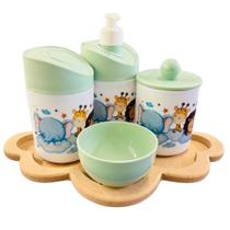 Kit Higiene Bebê Safari Hora Do Sono C/bandeja MDF