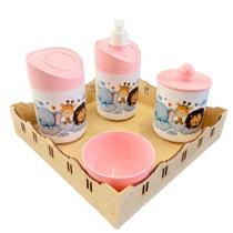 Kit Higiene Bebê Safari Hora Do Sono C/bandeja MDF